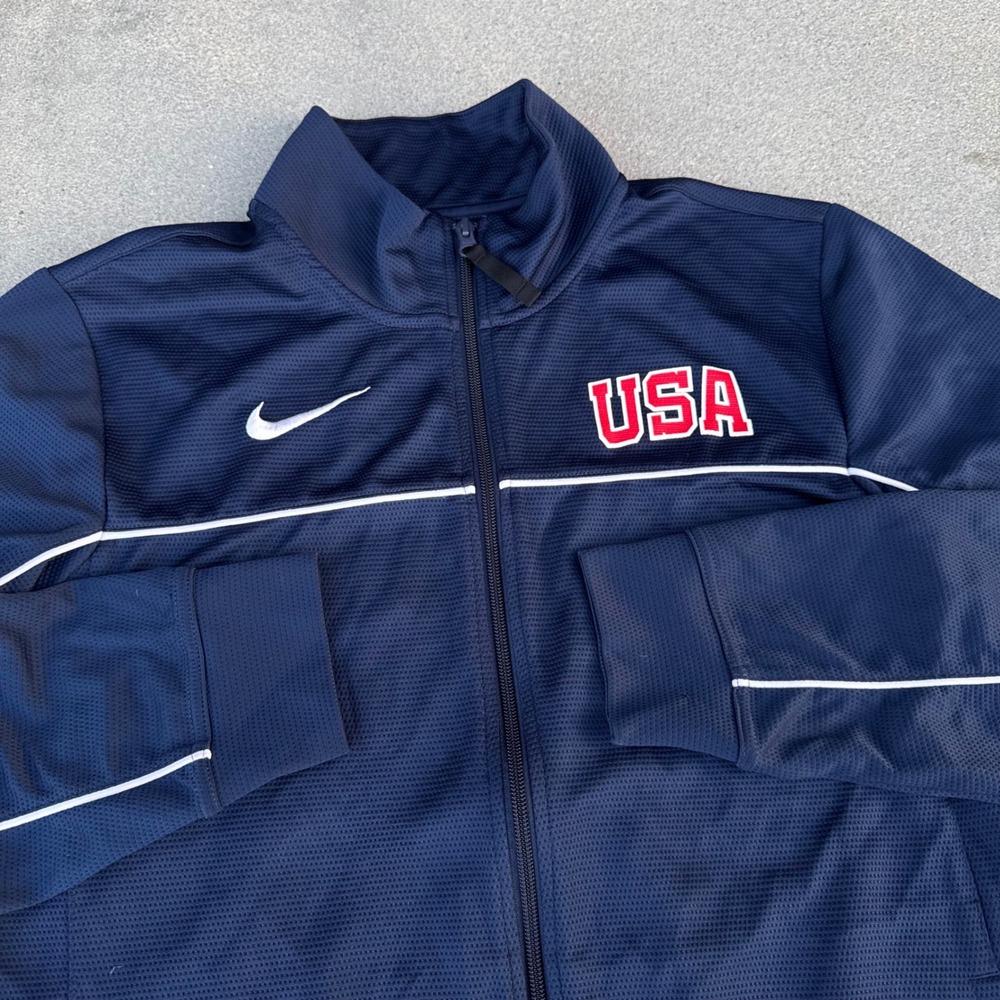 Nike Dri-FIT Mens USA Track Jacket Navy Blue Full Zip Soccer Training Large